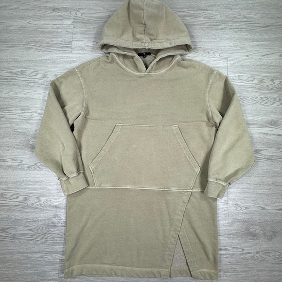 7 For All Mankind Tops - 7 For All Mankind Womens Hoodie Tan Large Longline Asymmetrical Pullover Pocket